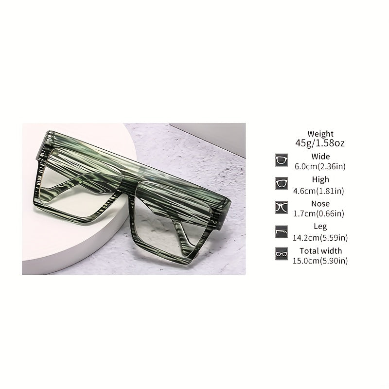 Men's Square Frame Flat Mirror Glasses