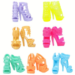 Doll Shoe Accessories Set - 7pcs/10pcs Colorful High Heels Sandals Flats Boots