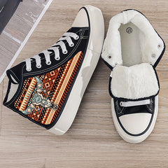 Cow Print Plush Lined Thermal Sneakers