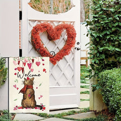 Love Heart Cat Valentines Garden Flag Double Sided Decor Outdoor