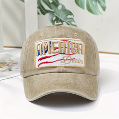 AMERICA Embroidery Baseball Cap Washed Distressed Independence Dad Hat
