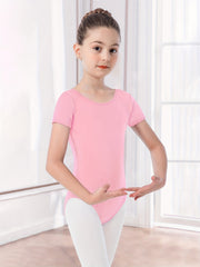 95 Cotton Girls Short Sleeve Dance Suit Slim Ballet Leotard