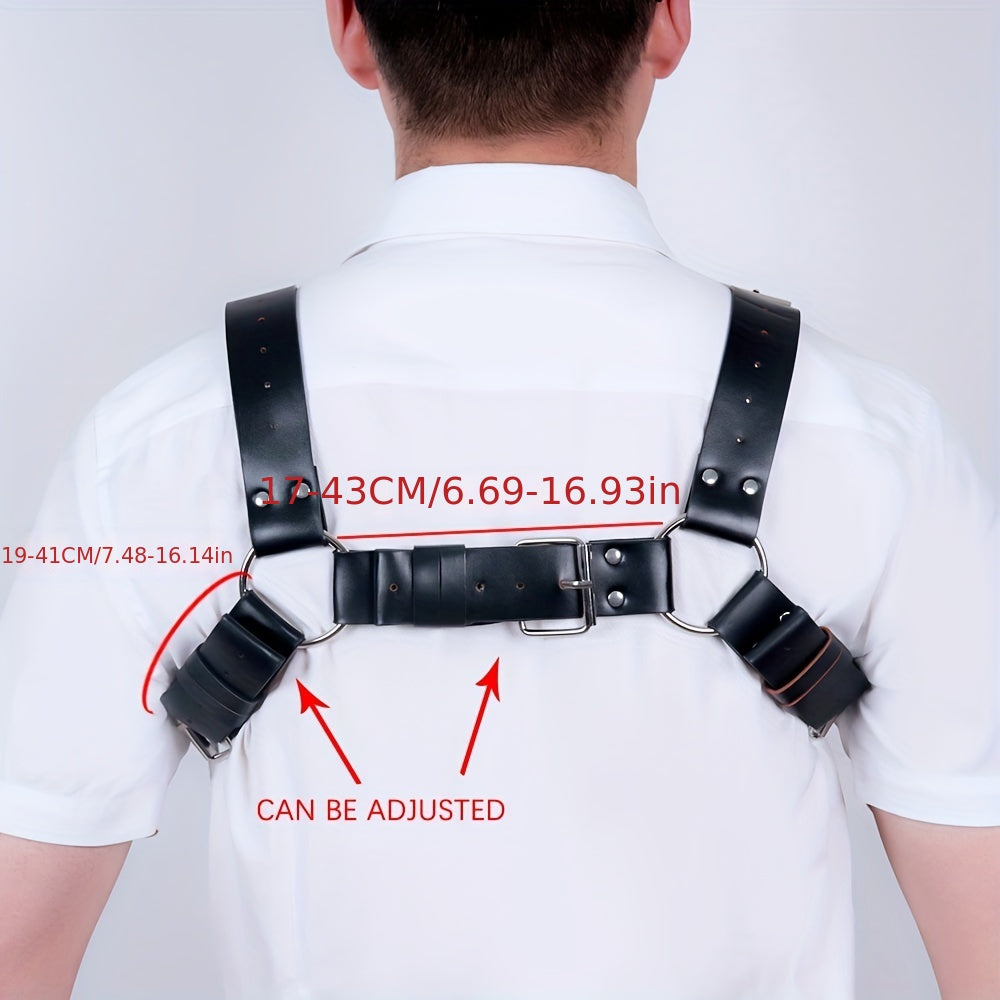 Men's PU Leather X-Shaped Shoulder Armor Chest Harness