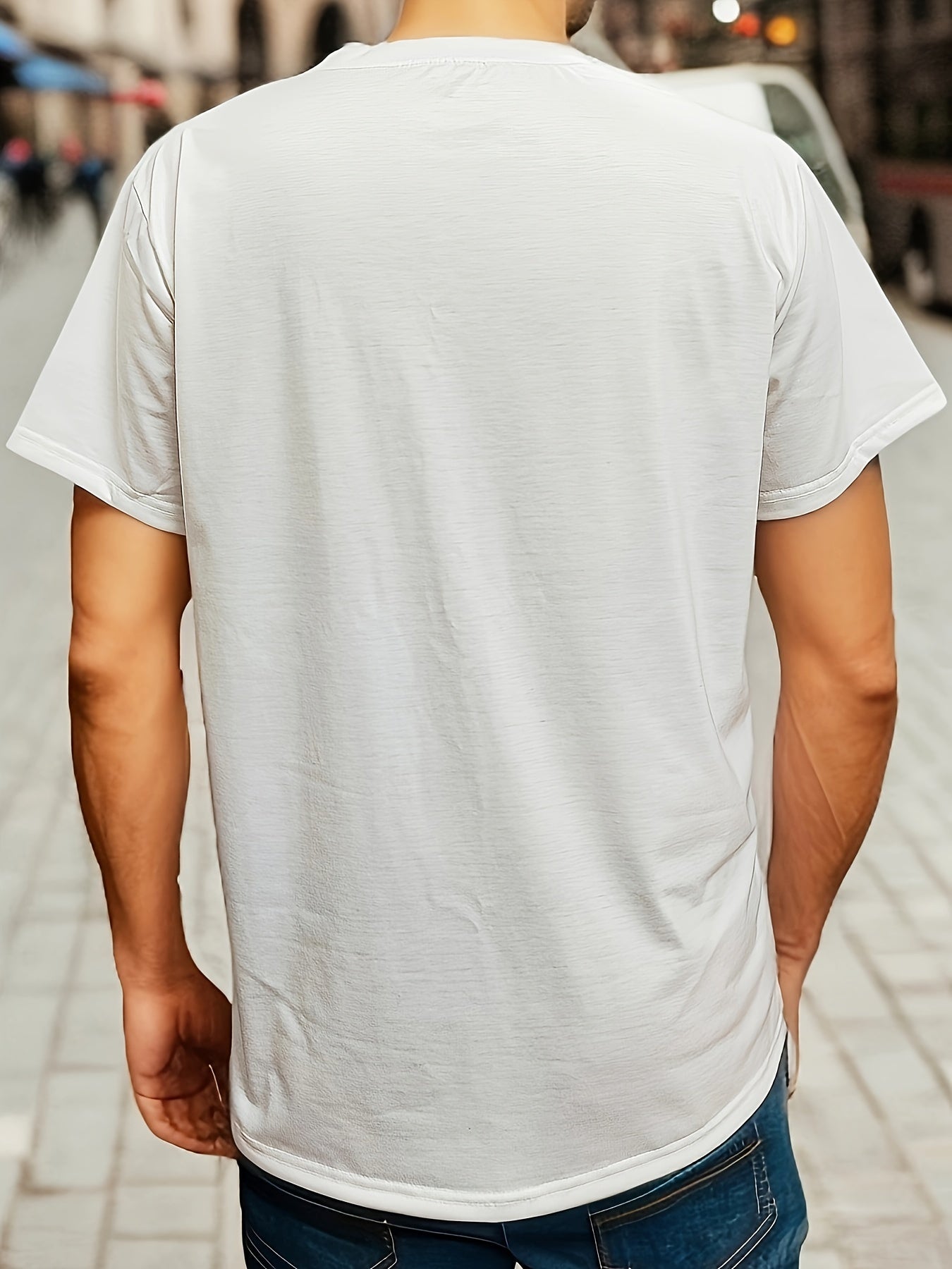 Letter And Feather Print Men's Short Sleeve T shirt