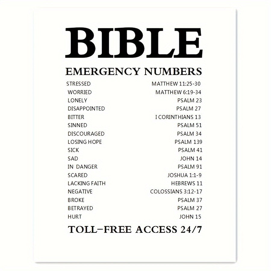 Vintage Faith Bible Emergency Number Poster Inspirational Art Print