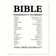 Vintage Faith Bible Emergency Number Poster Inspirational Art Print