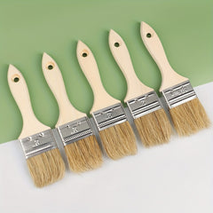 6pcs Boiled Bristle Brush Wooden Handle Paint Brush Long Hair Thickened