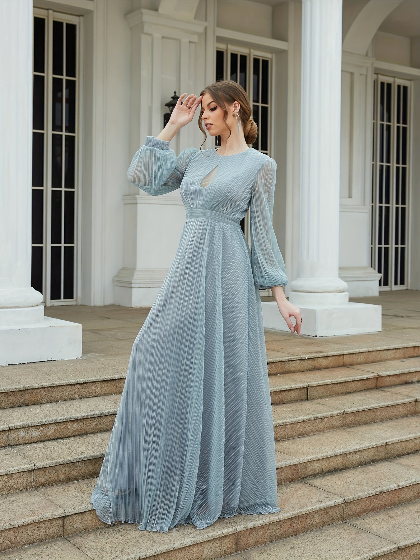 Floor Length Long Sleeve Dress for Party & Banquet