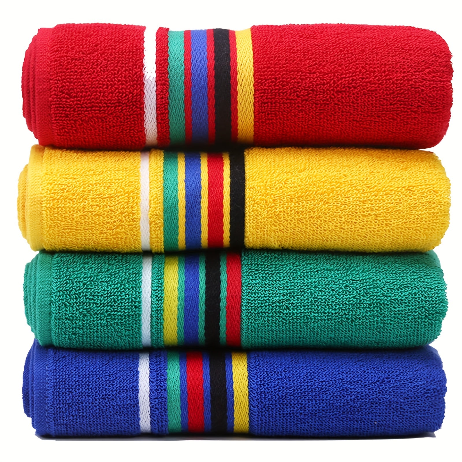 4pcs Sport Hand Towels Soft Cotton Striped Ultra Absorbent Towels