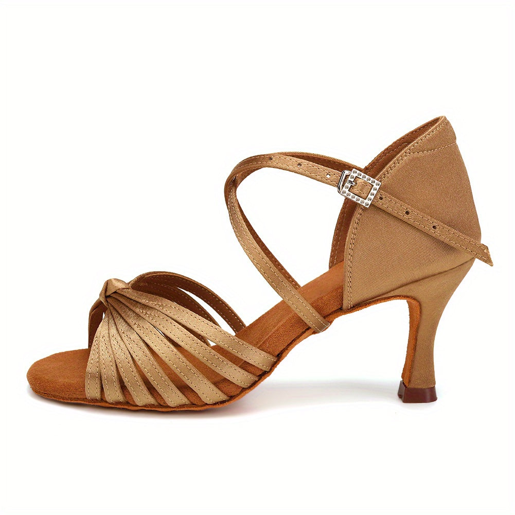 Stylish Latin Dance Shoes with Cross Straps & Medium Heel