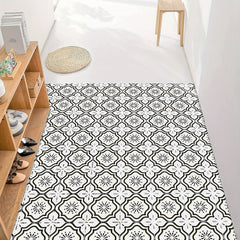 10pcs Grey Flower Floor Tiles Peel & Stick PVC Waterproo...