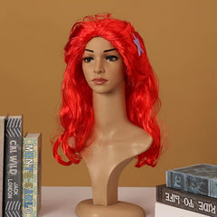 Red Long Curly Mermaid Wig for Halloween Cosplay