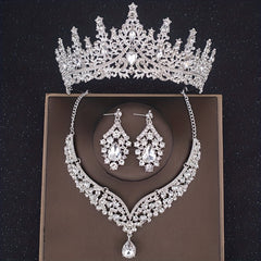 Baroque Bridal Crown Jewelry Set Rhinestone Crystal Tiara