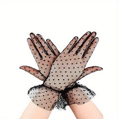 Lace Polka Dot Gloves Thin Short Classic Decorative Gloves For Women