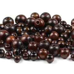 20mm Brown Wood Beads Large Hole Glossy Loose Beads DIY Jewelry Making