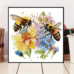 Bee & Flower Pattern 5D Diamond Painting Kit for DIY Home Wall Decor