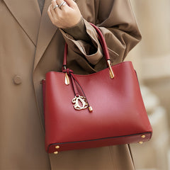 Stylish Top Layer Cowhide Leather Handbag for Middle Aged Mothers