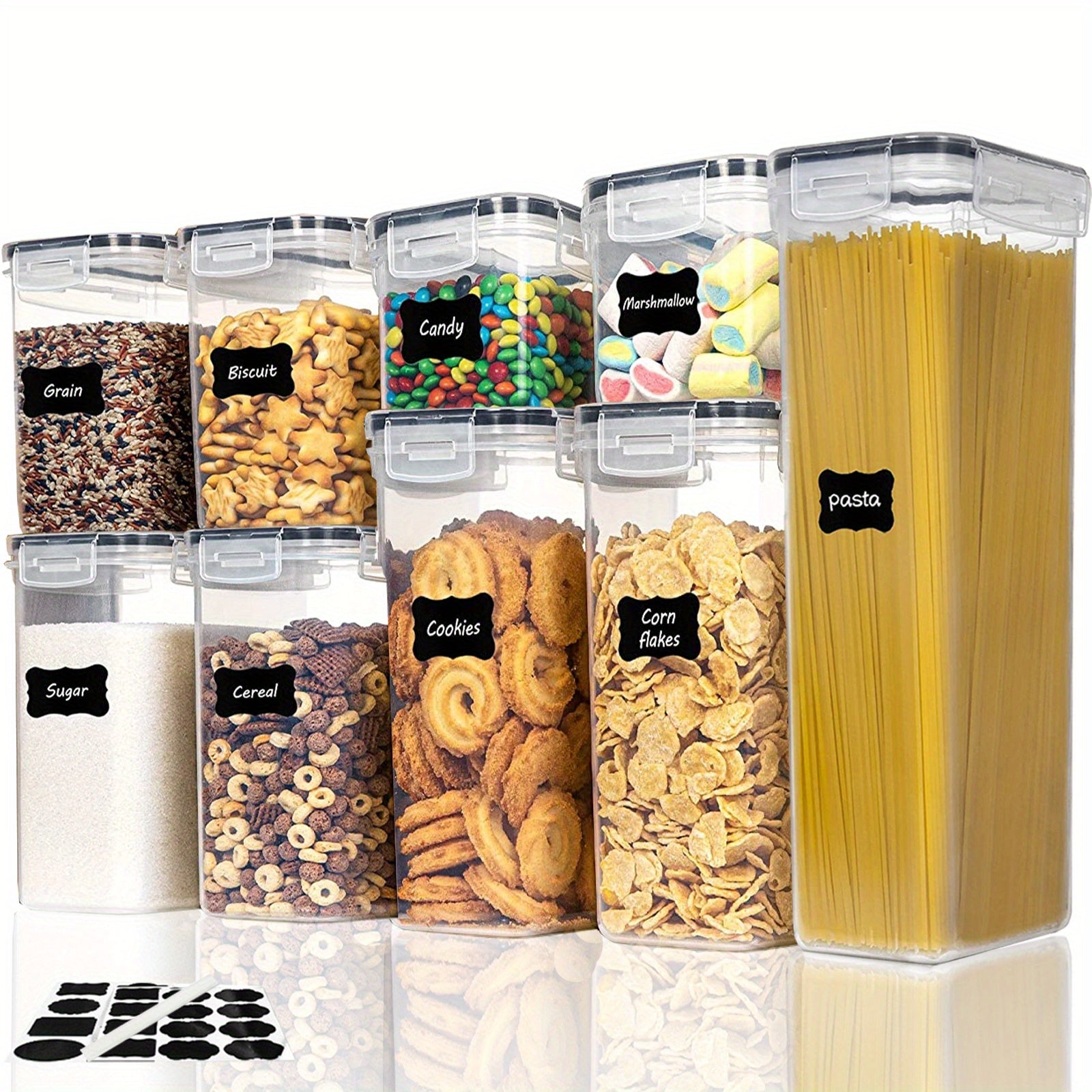 9Pcs Airtight Food Storage Containers Set With Lids Candy Jars