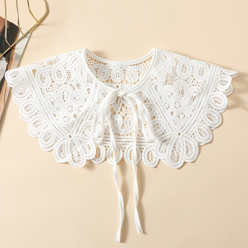 Milk Embroidered Shawl Large Lace Collar Women Accessory