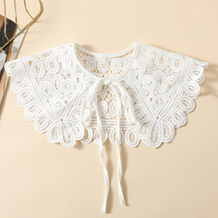 Milk Embroidered Shawl Large Lace Collar Women Accessory