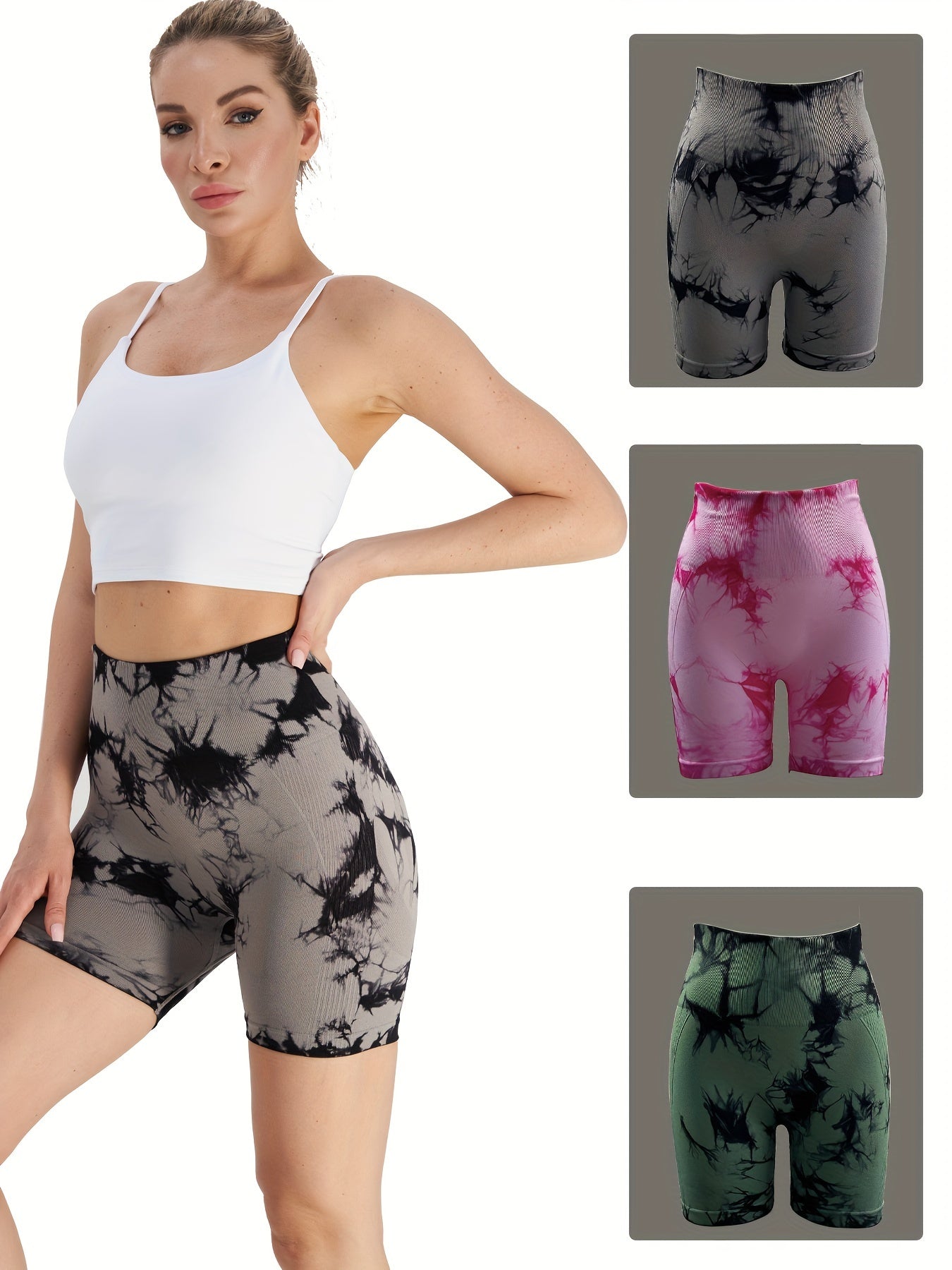 Tie Dye High Waist Hip Lifting Yoga Shorts Women's Activewear