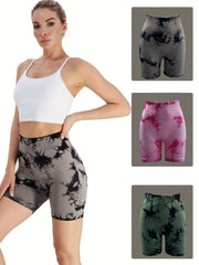 Tie Dye High Waist Hip Lifting Yoga Shorts Women's Activewear