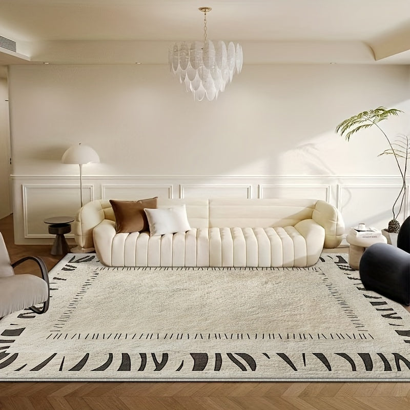 Modern Line Pattern Faux Cashmere Mat Non Slip Floor Rug