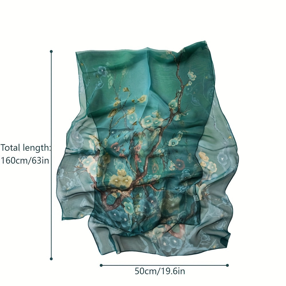 Soft Chiffon Scarf Breathable Printed Shawl Wrap Travel Sunscreen Scarf