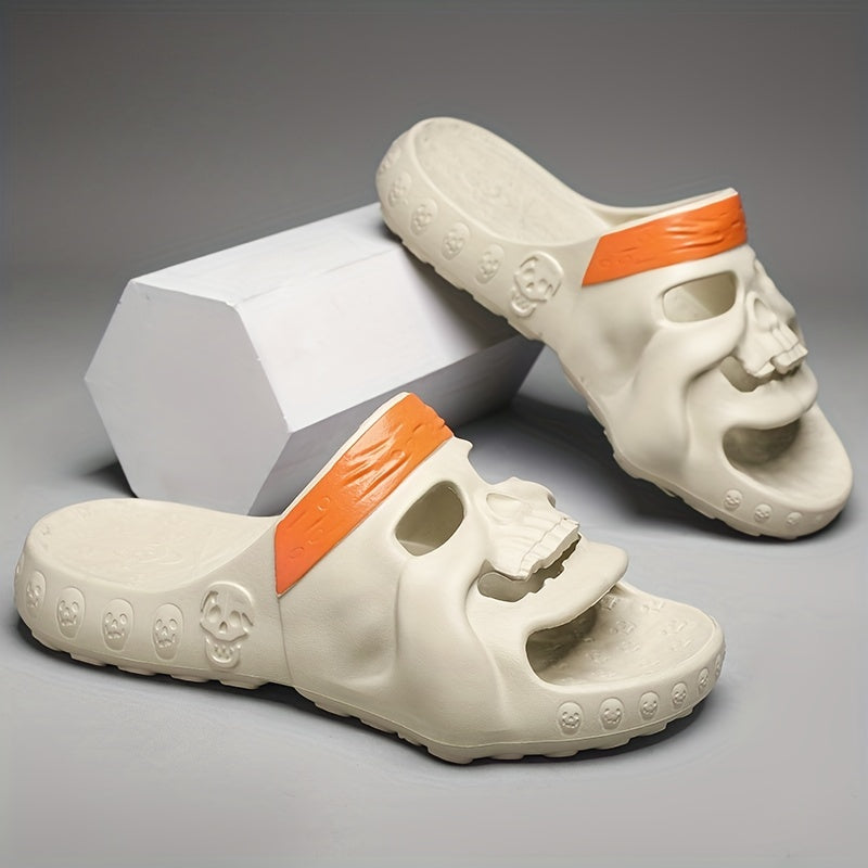Men's Skull Slides Non Slip Slippers for Indoor Outdoor Beach Shower