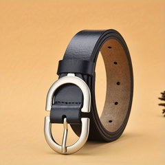 Vintage Solid Casual Waistband Double Pin Buckle Leather Belt for Women