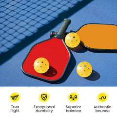 12 Pack Outdoor Pickleball Balls w/ Storage Net Bag, 40 Holes, Amateur to Compe
