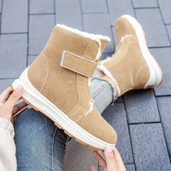 Women's Plush Lined Snow Boots Hook & Loop Ankle Boots