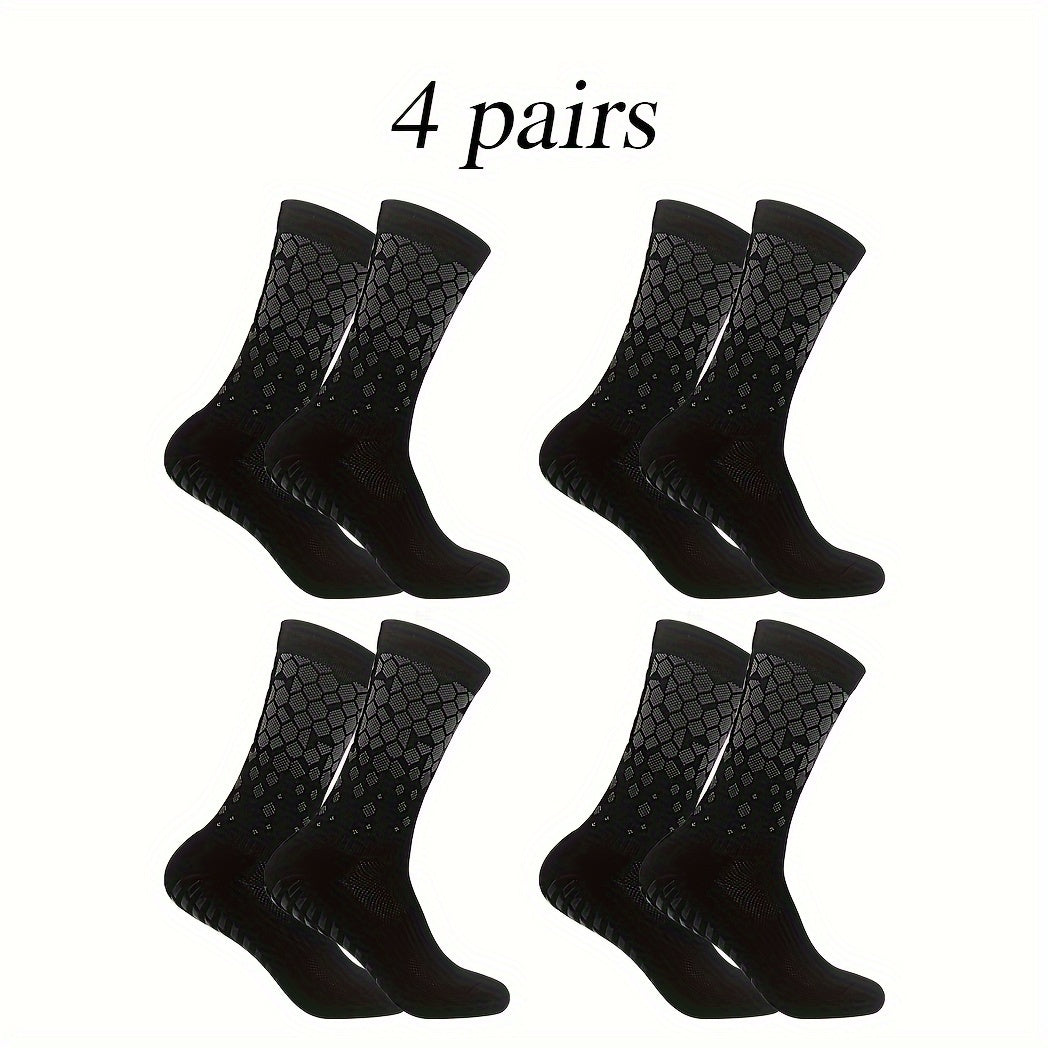 4 Pairs Non Slip Soccer Socks Breathable Sweat Absorbing Outdoor Crew Socks