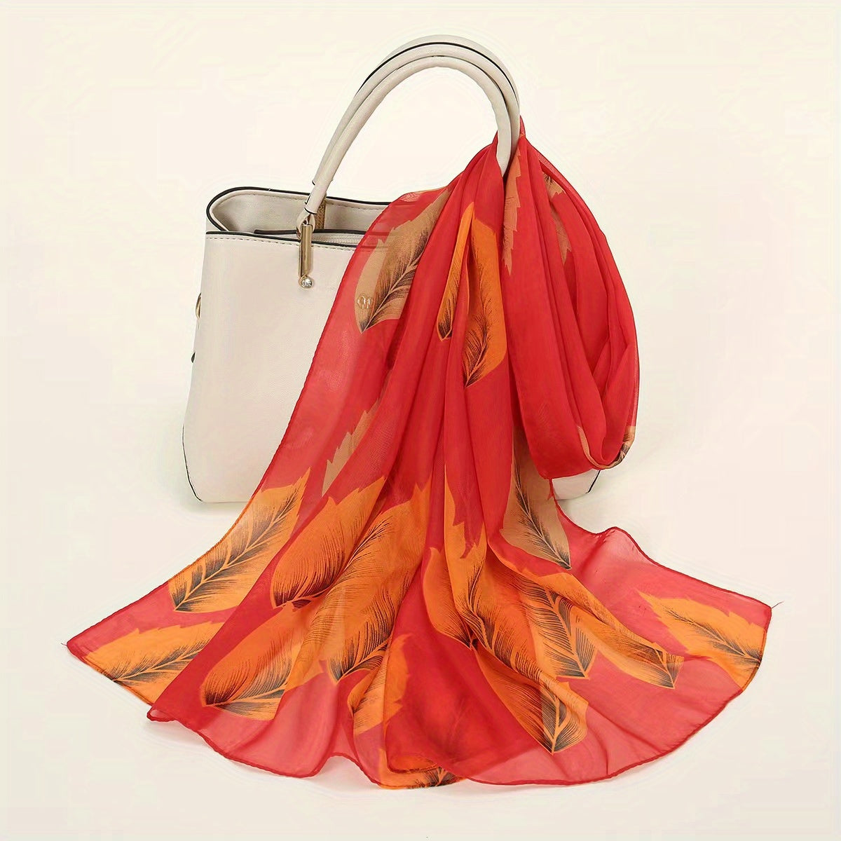 Chiffon Leaf Pattern Scarf Shawl for Summer Beach