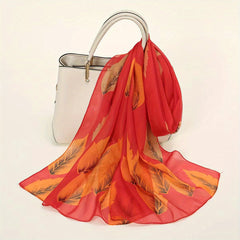 Chiffon Leaf Pattern Scarf Shawl for Summer Beach
