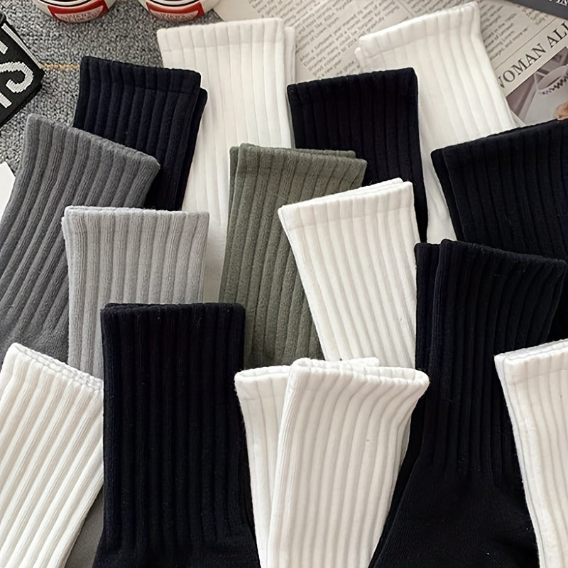 Men's Sports Socks 5 Pairs Mid calf Basketball Outdoor Activities All Seasons