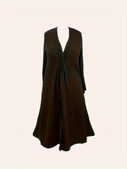 Women's Plus Size Solid Twist Front Tunic Top & Pants Set