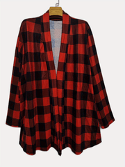 Plus Size Christmas Casual Cardigan Women's Plus Slogan & Snowflake Print