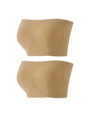 2pcs Strapless Bandeau Bras Soft Stretch Everyday Bra Women's Lingerie