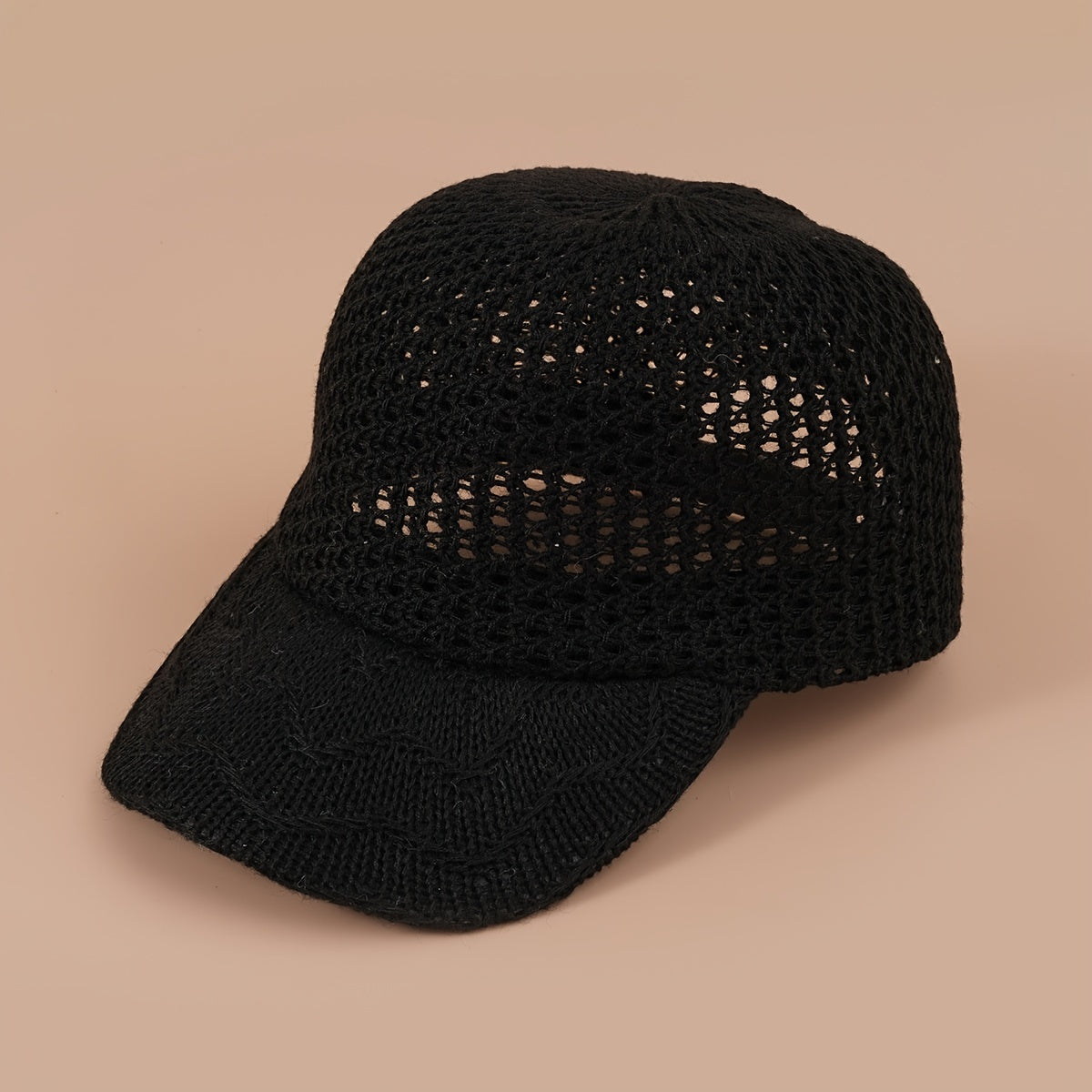 Hollow Crochet Baseball Cap Solid Breathable Sports Sun Hat