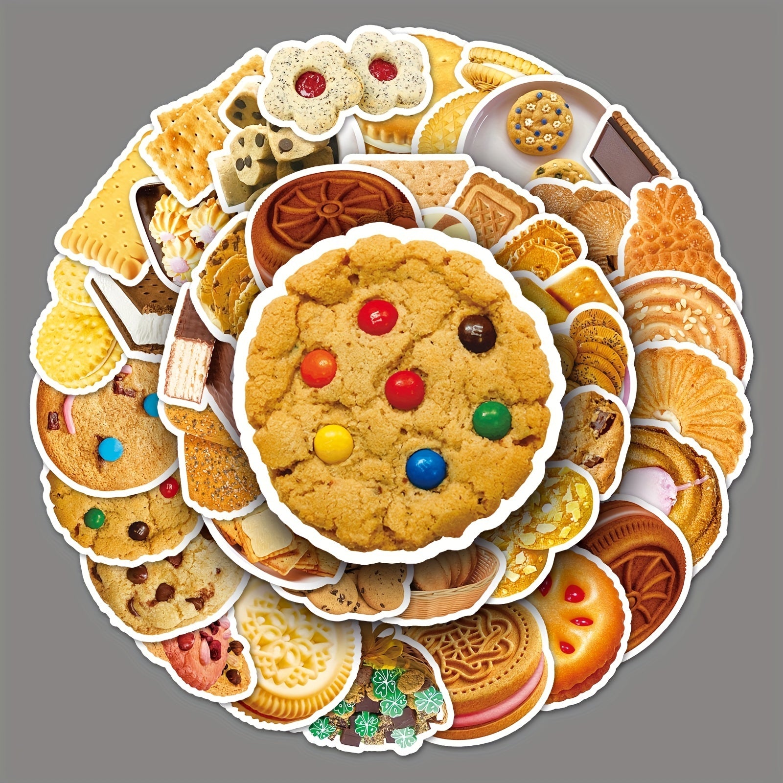 50pcs Biscuit Series Doodle Stickers Waterproof Decorative DIY Creative Toys