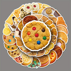 50pcs Biscuit Series Doodle Stickers Waterproof Decorative DIY Creative Toys