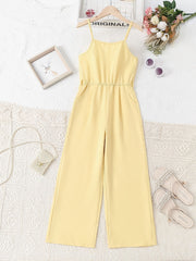 Girls' Vintage Elastic Waist Cami Jumpsuit for Holiday
