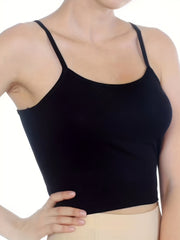 3pcs Solid Ribbed Cami Tops Cross Back Women's Lingerie