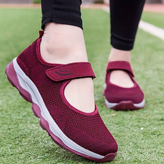 Women's Breathable Knit Sneakers Casual Hook & Loop Outdoor Shoes