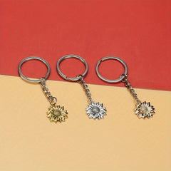 Sunflower Flower Alloy Key Chain Retro Keychain Keyring Pendant