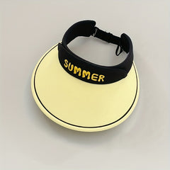 Kids Wide Brim Embroidered Sun Hat w/ Sunglasses for Summer
