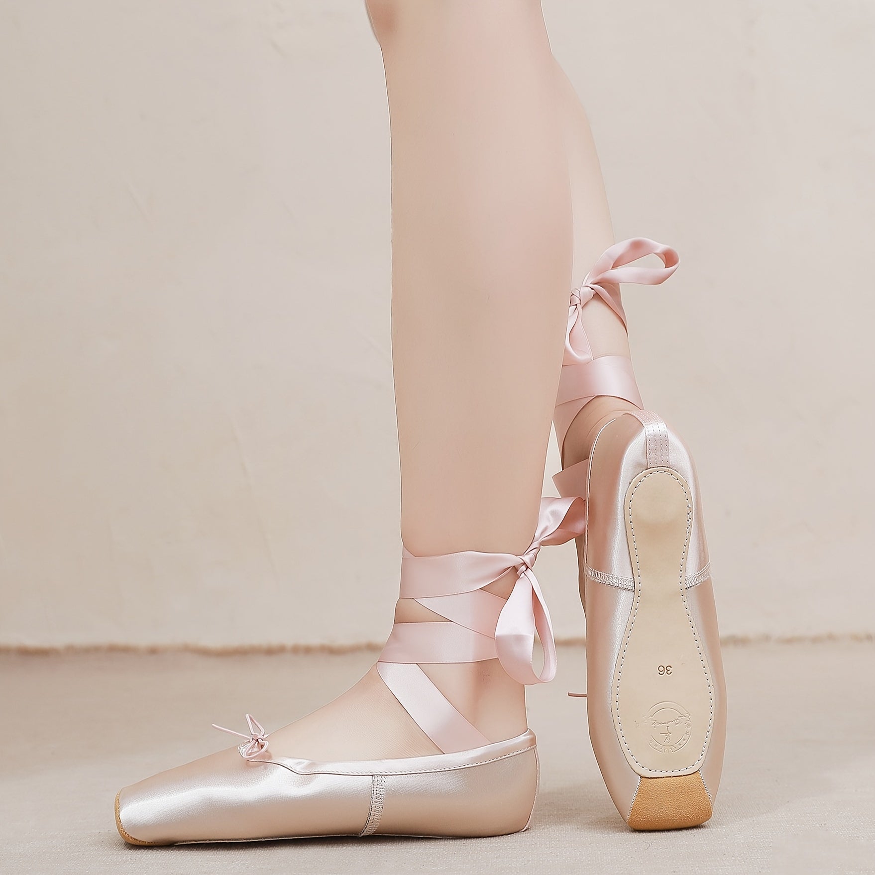 Womens Satin Ballet Shoes Leather Sole Comfortable Dance Shoes