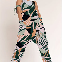 Striped Dual Pockets Overall Baggy Jumpsuit for Women