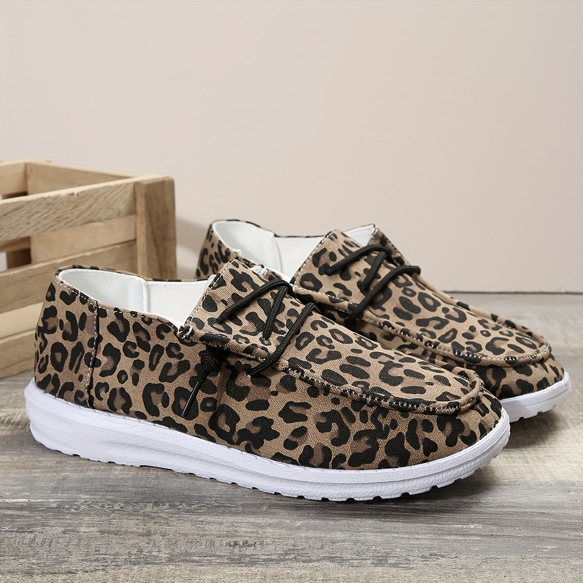 Leopard Print Boat Shoes Lightweight Slip-on Casual Flats